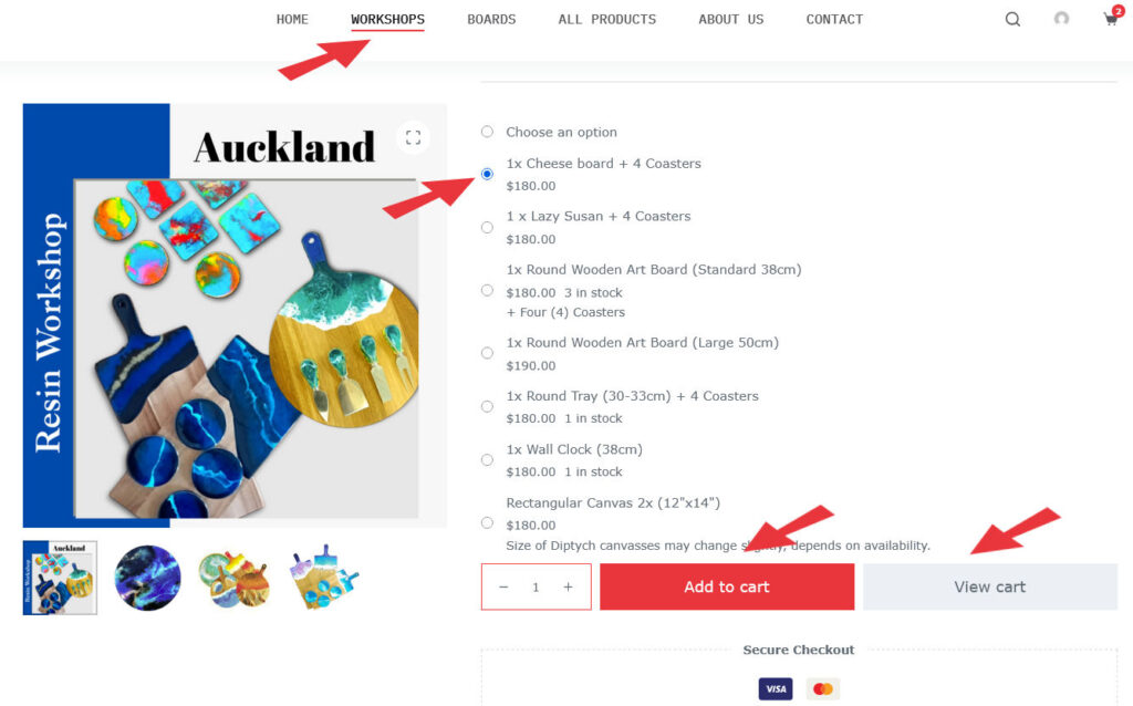 How to select a product in Resinworx